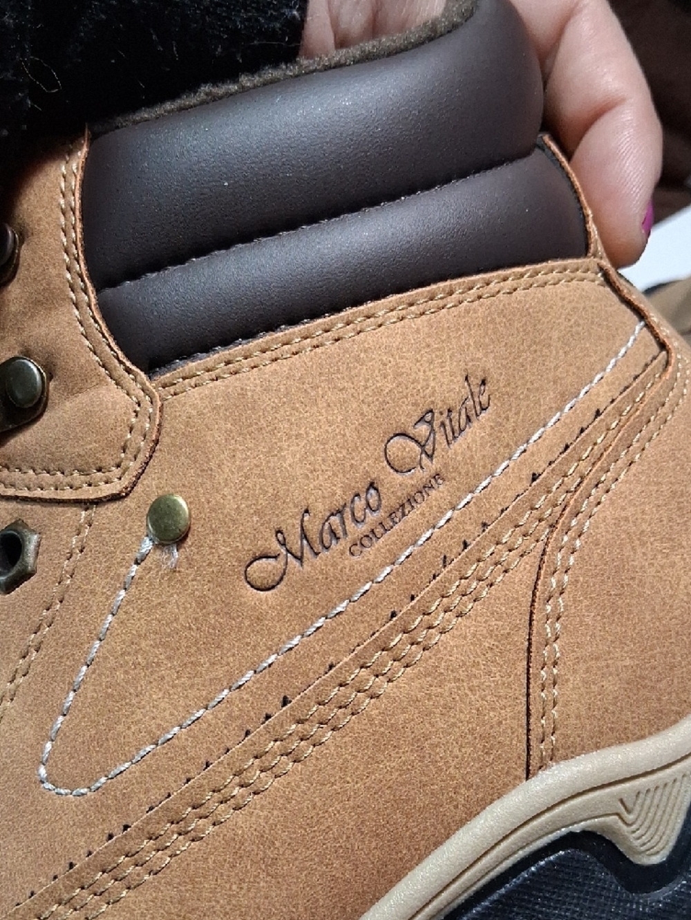 Men's Brown Lace-Up Work Boots - Cushioned Ankle Support MARCO VITALE NEW IN BOX - Picture 9 of 10
